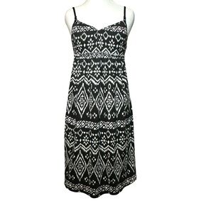 Currants Black & White Abstract Sleeveless Strappy Sundress Dress Size Small